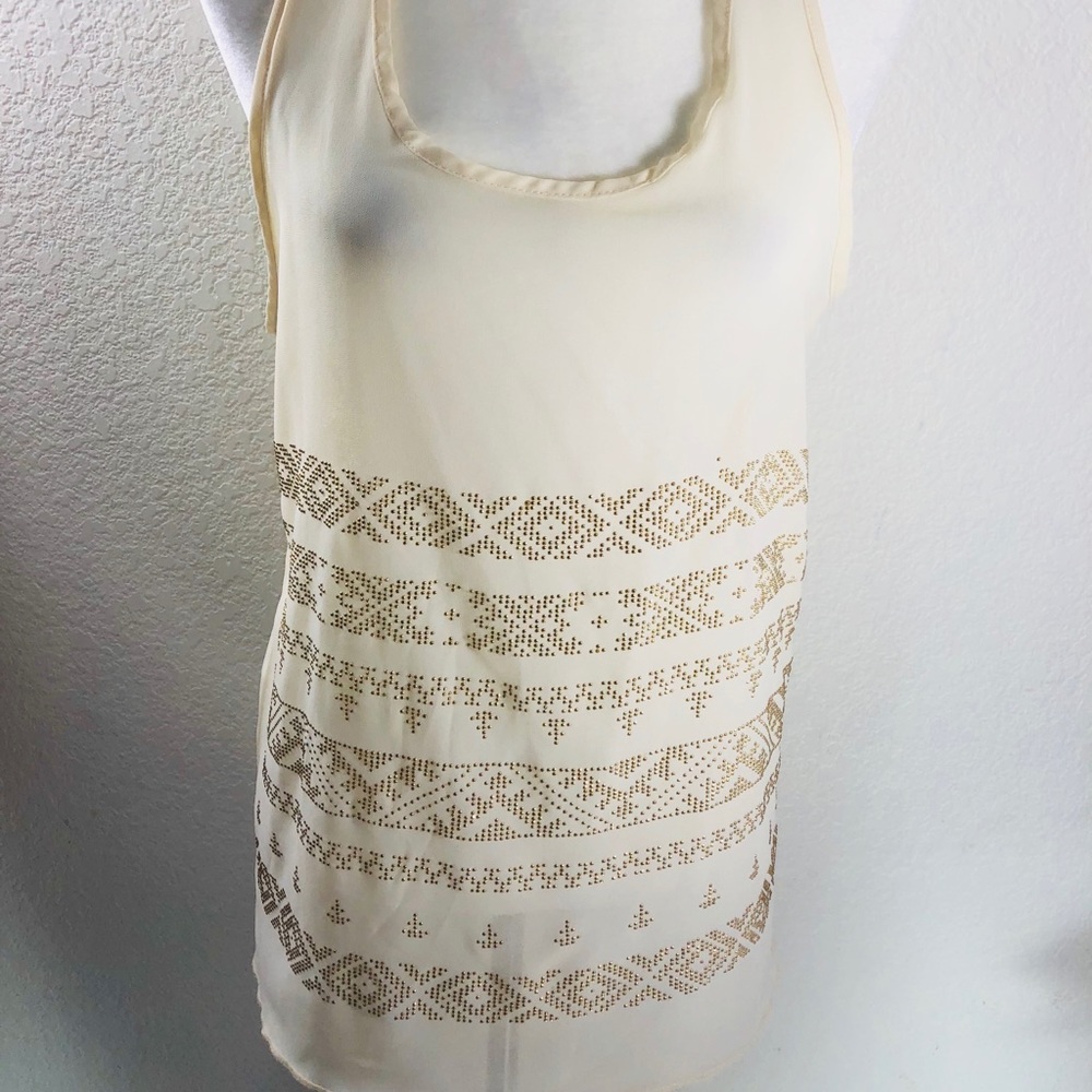 Jonathan Martin cream & gold tribal detail blouse